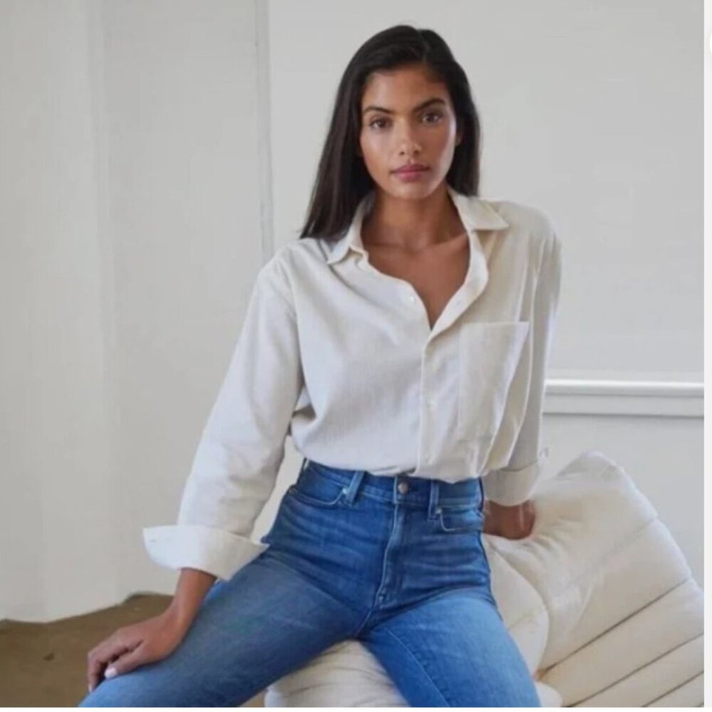 AYR The Deep End Corduroy Cream Button-Up Shirt - image 2